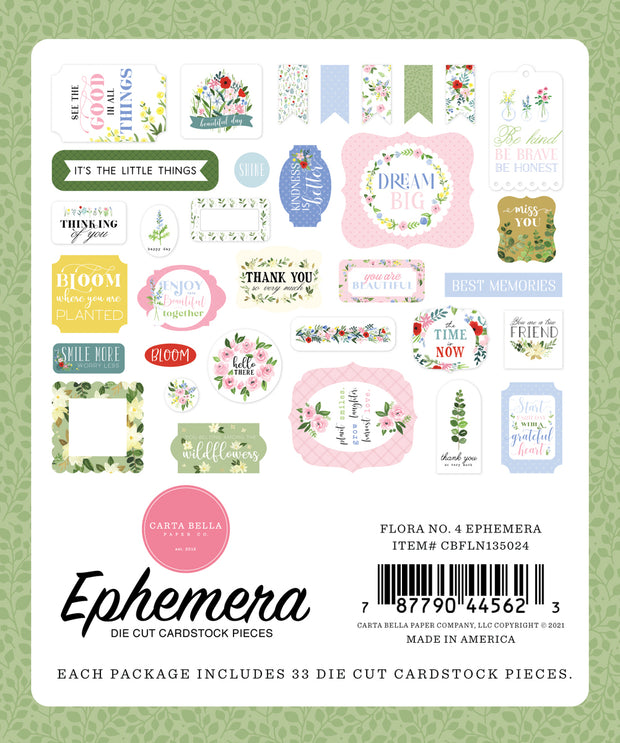 Carta Bella Cardstock Ephemera 33/Pkg Icons, Flora No. 4