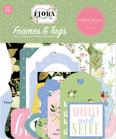 Carta Bella Cardstock Ephemera 33/Pkg Frames & Tags, Flora No. 4