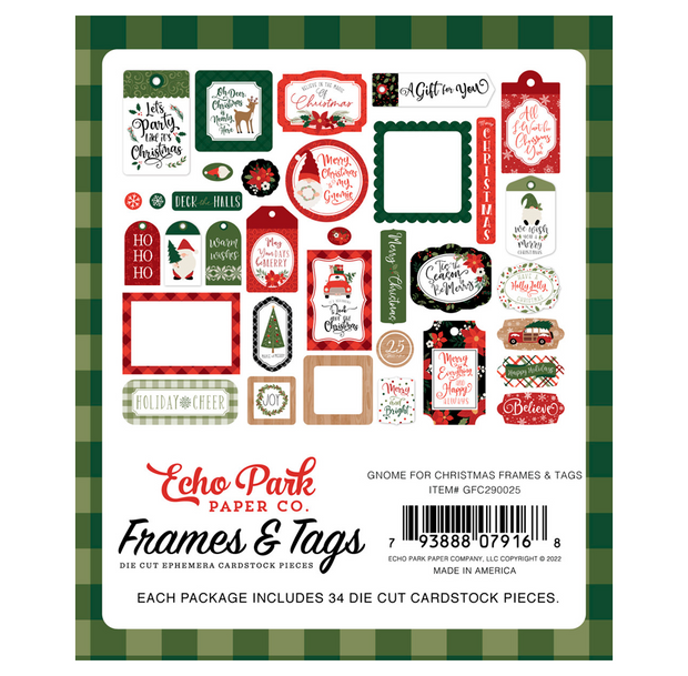 Echo Park Gnome For Christmas Frames and Tags (33 Pieces)