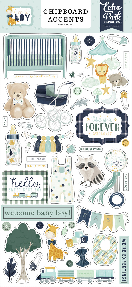 It's a Boy 6x13 Chipboard Accents