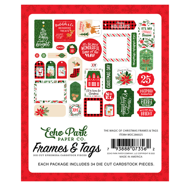 Echo Park The Magic Of Christmas Frames & Tags (33 Pieces)