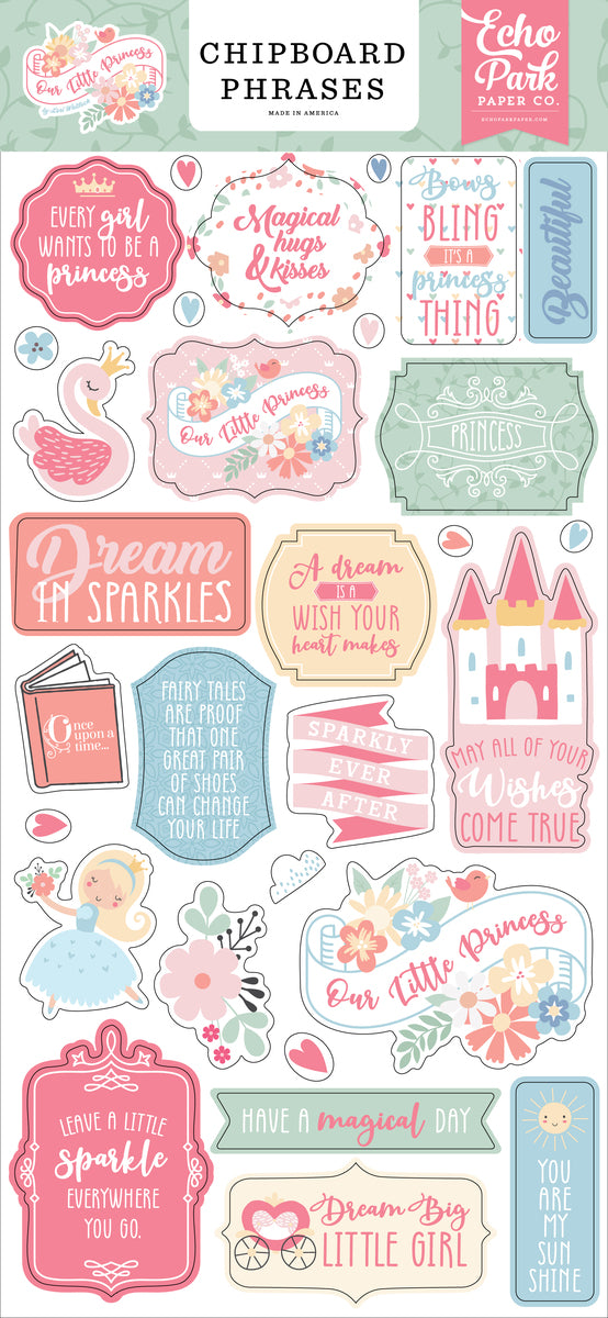 Our Little Princess 6x13 Chipboard Phrases