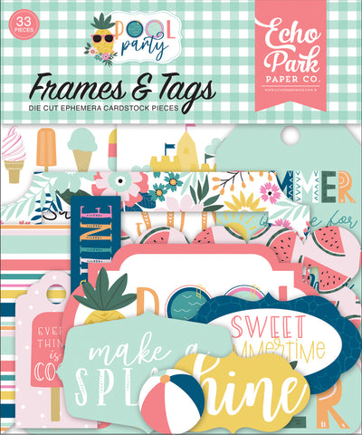 Echo Park Cardstock Ephemera 33/Pkg Frames & Tags, Pool Party