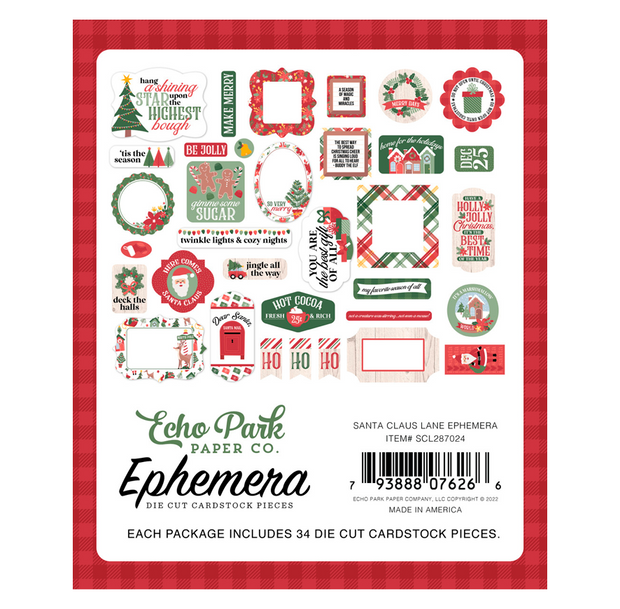 Echo Park Santa Claus Ephemera (33 Pieces)
