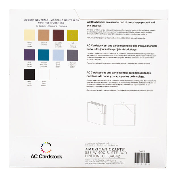 American Crafts Variety Cardstock Pack 12"X12" 60/Pkg Modern Neutrals/Smooth