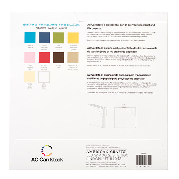 American Crafts Variety Cardstock Pack 12"X12" 60/Pkg Jewel Tone