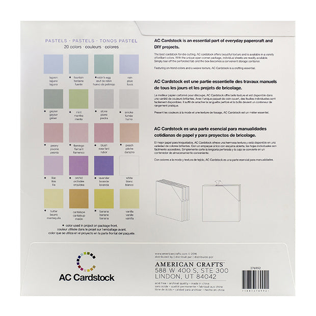 American Crafts Variety Cardstock Pack 12"X12" 60/Pkg Pastels