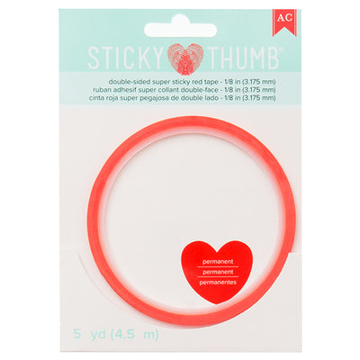 Sticky Thumb Super Sticky Red Tape Double Sided 1/8 Inch 5 Yards