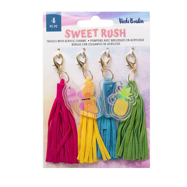 Vicki Boutin Sweet Rush Tassels W/ Acrylic Charms (4 Piece)