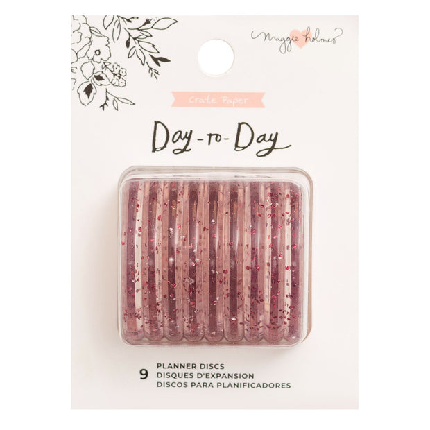 Maggie Holmes Day-To-Day Planner Discs 1.75" 9/Pkg Pink Glitter