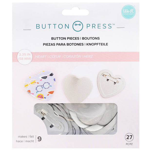 We R Memory Keepers Button Press Refill Pack Heart 58mm (27 Piece)