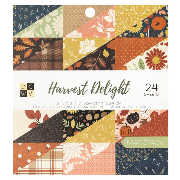 DCWV 6x6 Double Sided Harvest Delight  Gold Foil (24 Sheets)