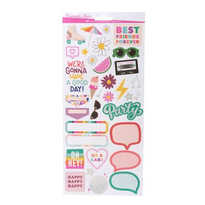 Damask Love Life's a Party 6x12 Sticker Sheet Disco Holographic Foil (68 Piece)