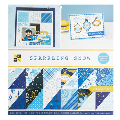 DCWV Sparkling Snow 12x12 Double Sided Holographic Foil 36 Sheets