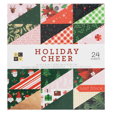 DCWV Holiday Cheer 6x6 Double Sided Gold Foil 24 Sheets