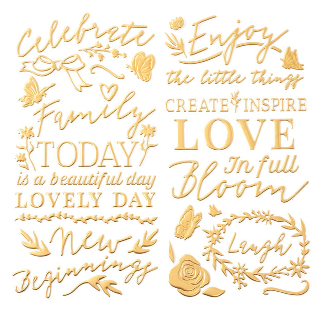 K & Company Antique Garden Dimensional Icons & Sentiments Puffy Metallic Gold Finish (90 Piece)