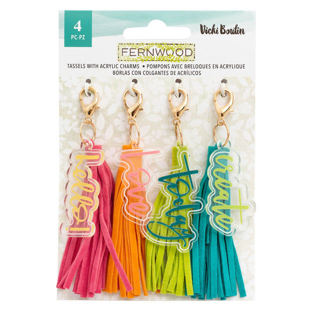 Vicki Boutin Fernwood Tassels W/ Acrylic Charms (4 Piece)