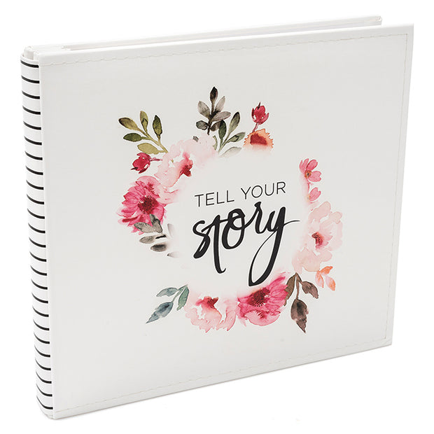 Heidi Swapp 12x12 Post Album Storyline White Floral (44 Pieces)