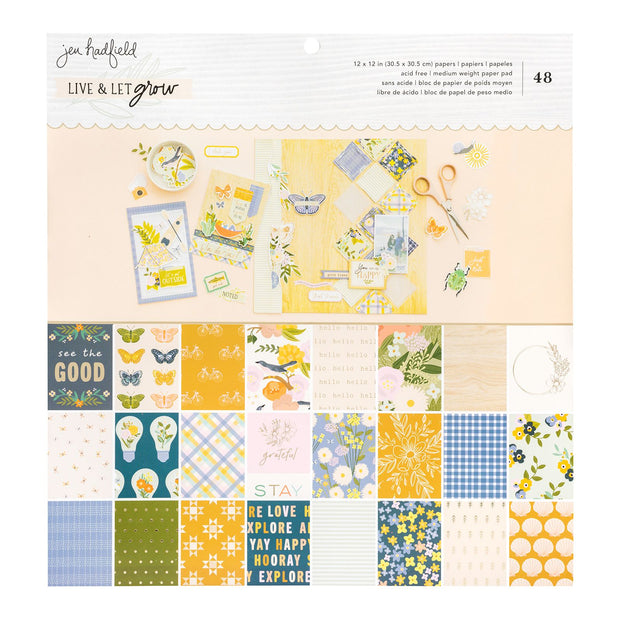 Jen Hadfield Live And Let Grow 12x12 Gold Foil Paper Pad (48 Sheets)