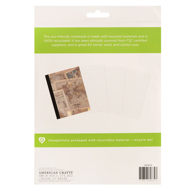 American Crafts Sustainable Journaling Maps 80 Sheets