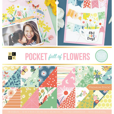 DCWV Pocket Flower 12x12 Double Sided Gold Foil (36 Sheets)